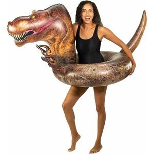 PoolCandy PC2640TR T-Rex Dinosaur Pool Tube Brown 40 Inch Inflatable Summer DSG5
